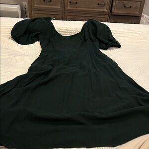 Old Navy Forest Green Midi Dress with Statement Sleeves